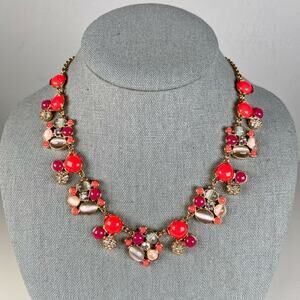 Kate Spade New York Bashful Blossom Statement Necklace Rhinestone Coral Pink